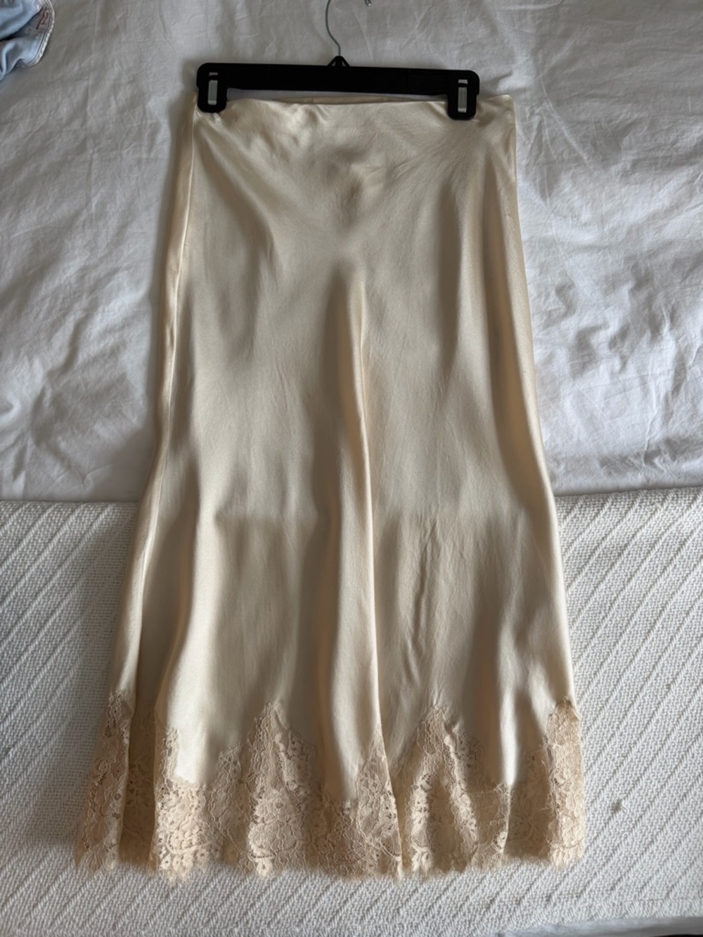 Reformation Satin Slip Skirt in Champagne Beige - Picture 3 of 8